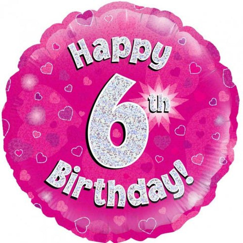 6th Birthday Pink Foil Balloon Oaktree #227574