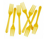 Yellow Reusable Plastic Cutlery Forks 20pk