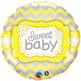 Sweet Baby Yellow & Grey Foil Balloon #25856