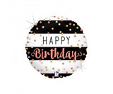 Happy Birthday Foil Black & Rose Gold Balloon #36706
