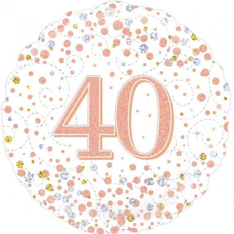 40th Birthday Foil Rose Gold Sparkling Fizz 45cm Balloon #227123