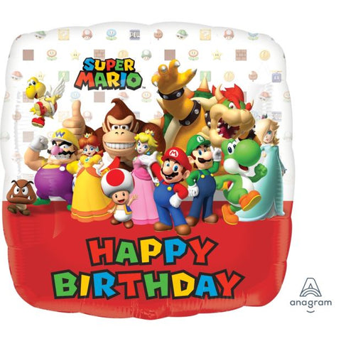 Licensed Foil 43cm Super Mario Brothers Happy Birthday #32009