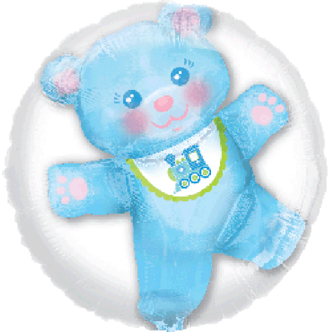 Blue Bear Foil Inside Bubble Balloon INFLATED #32515