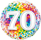 70th Birthday Foil Rainbow Confetti Balloon #49556