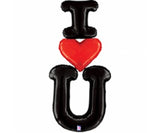 I Love You I<3 U Red & Black Foil Supershape Balloon #35096