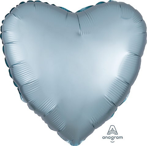 Pastel Baby Blue Satin Luxe Foil Heart 43cm Balloon INFLATED #39911