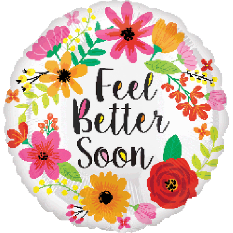 Feel Better Soon Floral Wreath Foil 45cm (18") INFLATED #35499