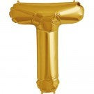 Gold Letter T foil Balloon AIR FILLED SMALL 41cm #00586