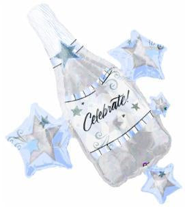 Celebrate Chapagne Silver Bottle Foil Balloon #08019
