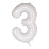 Giant INFLATED White Number 3 Foil 86cm Balloon #213803