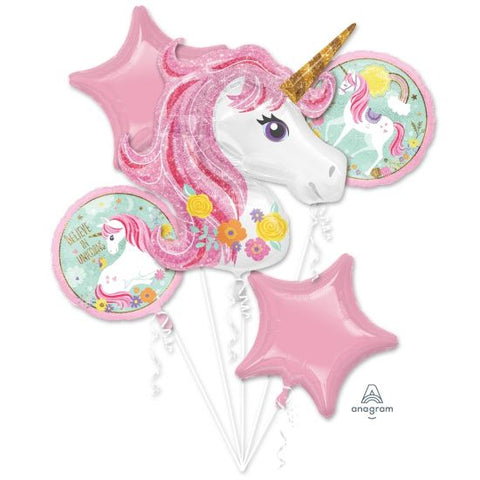 Magical Unicorn Foil Balloon Bouquet Kit 5pk #37274