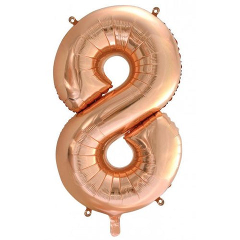 Giant INFLATED Rose Gold Number 8 Foil 86cm Balloon #213748
