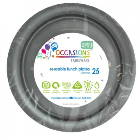 Silver Plastic Reusable Bowl 25pk #384119