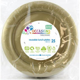 Gold Plastic Reusable Lunch Plates 25pk #381131