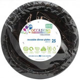 Reusable Black Dinner Plate Pack 25 #382158
