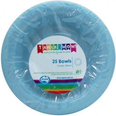 Light Blue Plastic Reusable Bowl 25pk #384107