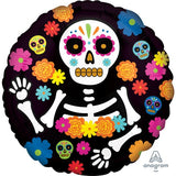 Day of the Dead Skeleton Foil 45cm (18") INFLATED #39997
