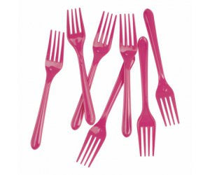 Magenta Reusable Plastic Cutlery Forks 20pk
