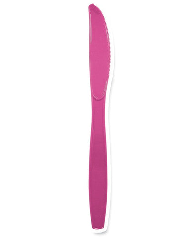 Magenta Reusable Plastic  Cutlery Knife Knives 25pk