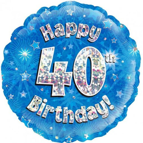 40th Birthday Foil Blue Balloon Oaktree #228014