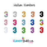 3rd Birthday Giant INFLATED Helium Numbers -Choose from 22 colours