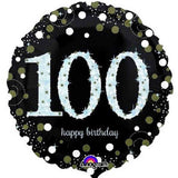 45CM FOIL HOLOGRAPHIC SPARKLING BIRTHDAY 100TH #33744
