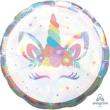 Unicorn Party Iridescent Foil Holographic INFLATED 45cm (18") #40808
