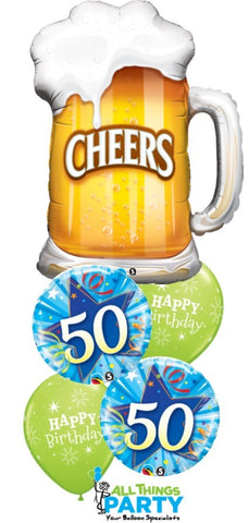 50th Birthday Cheers Balloon Bouquet #50BDC02