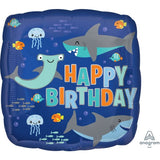 Happy Birthday Sharks Foil 45cm (18") #41289