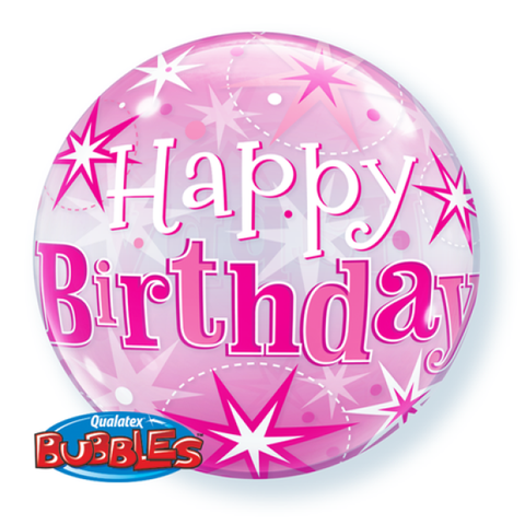 Happy Birthday Pink Bubble Balloon INFLATED #43121