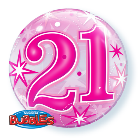 21st Birthday Pink Bubble Balloon #43123