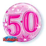 50th Birthday Pink Bubble Balloon #43126