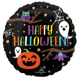 Happy Halloween Owl, Ghost, pumpkin Foil 43cm Balloon #43150