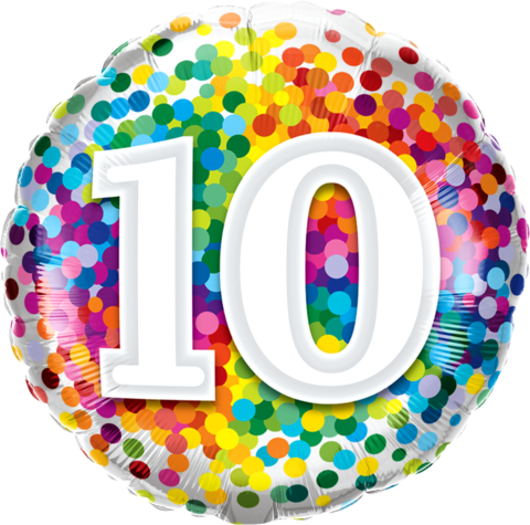 10th Birthday Foil 45cm Confetti Rainbow Balloon #13513