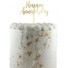 Cake Topper Acrylic 2mm Happy Anniversary Gold #430256