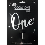 Cake Topper Acrylic 2mm One 1st Birthday Silver #443051