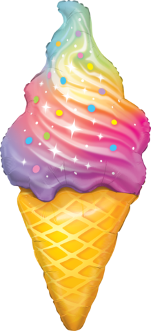 Rainbow Swirl Icecream Cone Foil INFLATED Supershape Balloon #87951