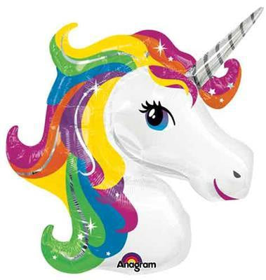 Unicorn Foil Bright Rainbow Head INFLATED Supershape Balloon #31299