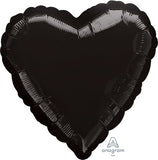 Onyx Black Heart 43cm (17")  Foil Solid Colour INFLATED #00683