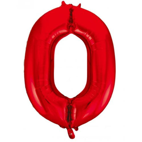 Giant INFLATED Red Number Zero 0 Foil 86cm Balloon #213820