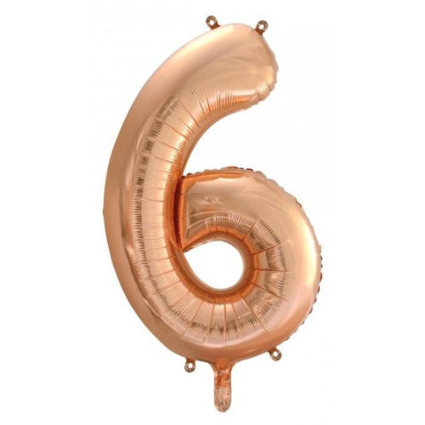 Giant INFLATED Rose Gold Number 6 Foil 86cm Balloon #213746