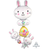 GIANT MULTI-BALLOON BUNNY STACKER INFLATED 88cm x 154cm Foil Balloon #34711