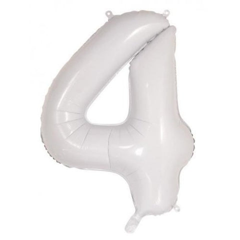 Giant INFLATED White Number 4 Foil 86cm Balloon #213804