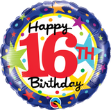 16th Birthday Foil Stars Balloon #49610