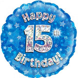 15th Birthday Foil Blue Balloon Oaktree #227956
