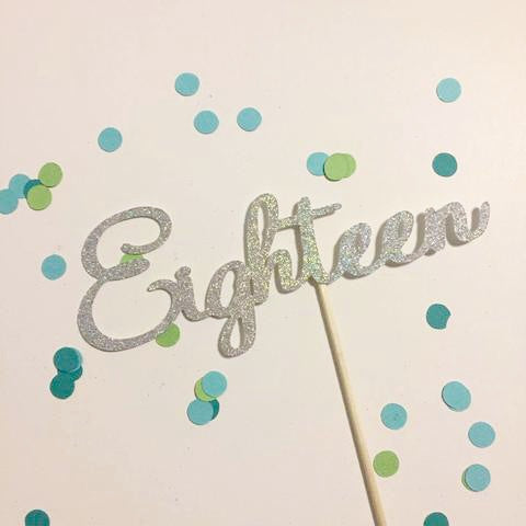 18th Birthday 'Eighteen' Cake Topper in Silver