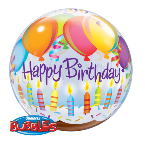 Happy Birthday Candles & Balloons Bubble #25719