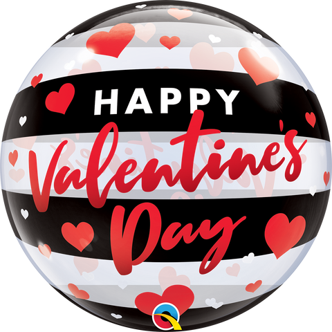 Happy Valentine Day Black Strip Bubble Balloon #16578