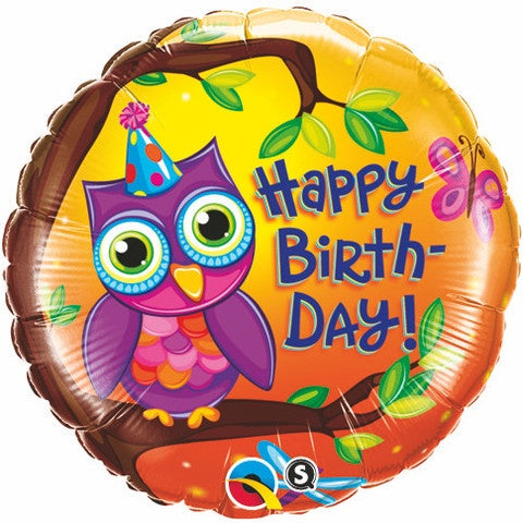 Happy Birthday Foil Owl 45cm #36373