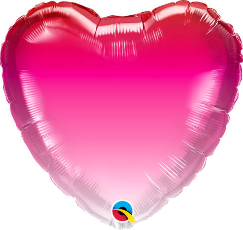 Heart Red Pink Ombre Foil Balloon INFLATED #16761
